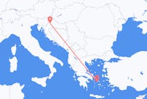 Vols depuis la ville de Zagreb vers la ville de Syros