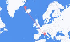 Flights from the city of Figari, France to the city of Ísafjörður, Iceland