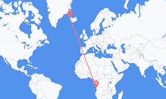Flyreiser fra byen Luanda, Angola til byen Ísafjörður, Island
