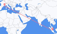 Flyreiser fra Jambi City, Indonesia til Toulon, Frankrike