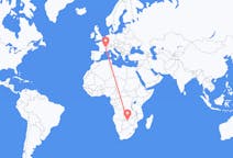 Flyrejser fra Victoria Falls, Zimbabwe til Lyon, Frankrig