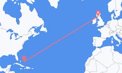 바하마 제도 산살바도르 섬에서 출발해 스코틀랜드 글래스고로(으)로 가는 항공편