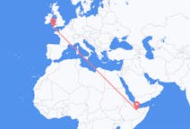 出发地 索马里出发地 哈尔格萨前往英格兰的紐奎的航班