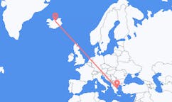 航班从希腊斯基亚索斯市到阿克雷里市，冰岛塞尔