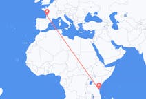 Flyg från Zanzibar, Tanzania till Bordeaux, Frankrike