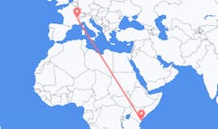 Flyrejser fra Malindi, Kenya til Chambery, Frankrig