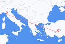 Fly fra Konya til Pisa