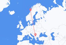 Flyreiser fra Skopje, Nord-Makedonia til Mosjoen, Norge