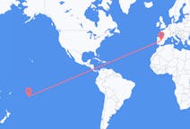 Flyrejser fra Rarotonga, Cookøerne til Madrid, Spanien