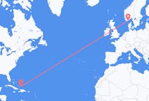 来自特克斯和凯科斯群岛普羅維登西亞萊斯島目的地 挪威克里斯蒂安桑的航班