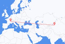 Flyg från Aksu City, Kina till Lyon, Kina