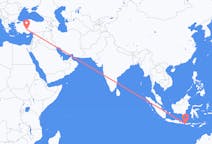 Flyreiser fra Praya, Lombok, Indonesia til Konya, Tyrkia