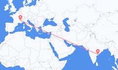 Flights from Rajahmundry, India to Grenoble, France