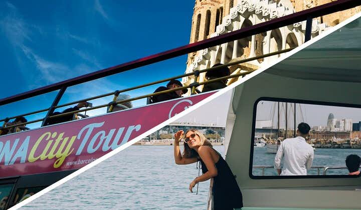 Tour della città di Barcellona Hop-On Hop-Off con catamarano opzionale