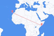 Vols de Mogadiscio, Somalie pour Las Palmas, Grande Canarie, Espagne