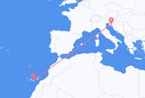 Vluchten van Rijeka, Kroatië naar Las Palmas (ort i Mexiko, Veracruz, Tihuatlán), Spanje