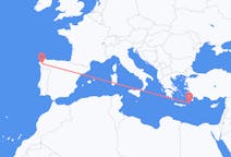Flyreiser fra Karpathos, Hellas til Santiago de Compostela, Spania