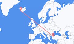 Fly fra byen Bursa, Tyrkiet til byen Reykjavik, Island