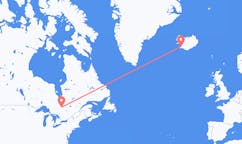 Fly fra byen Rouyn-Noranda, Canada til byen Reykjavik, Island
