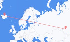 Flights from the city of Novosibirsk, Russia to the city of Akureyri, Iceland
