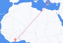 Flyreiser fra Abidjan, Elfenbenskysten til Iraklio, Hellas