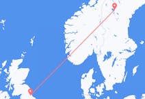 Flyreiser fra Östersund, Sverige til Durham, England