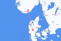 Flyg från Billund, Danmark till Kristiansand, Norge