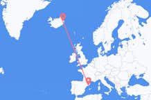 Flyg från Barcelona, Spanien till Egilsstaðir, Island