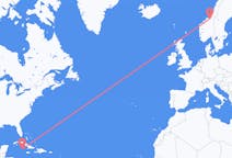 Loty z Mały Kajman, Kajmany do Trondheimu, Norwegia