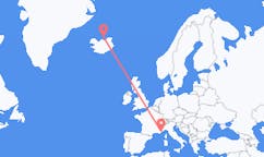 アイスランドのグリムジーから、フランスのニースまでのフライト