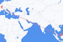 Flyg från Kuching, Malaysia till Lyon, Frankrike