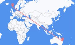 Flyg från Queensland, Australien till Lerwick, Skottland