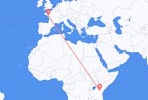 Flyreiser fra Kilimanjaro-fjellet, Tanzania til Nantes, Frankrike