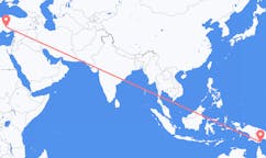 파푸아 뉴기니 다루에서 출발해 터키 코냐에게(으)로 가는 항공편