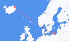 Vols depuis la ville de Gdańsk vers la ville d'Egilsstaðir