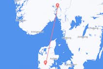 Vluchten van Billund, Denemarken naar Oslo, Noorwegen