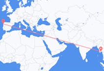 Flyg från Rangoon, Myanmar (Burma) till Vigo, Spanien
