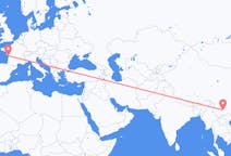 Flyg från Kunming, Kina till La Rochelle, Frankrike