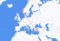 Flights from Gazipaşa in Turkey to Haugesund in Norway