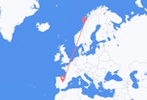 Lennot Sandnessjøenistä Madridiin