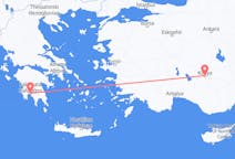 ギリシャのカラマタからから、トルコのコンヤまでのフライト