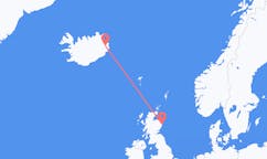 Fly fra byen Aberdeen til byen Egilsstaðir
