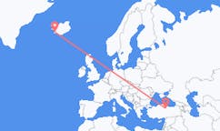 Flyreiser fra Tokat, Tyrkia til Reykjavík, Island