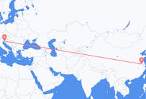 Flyg från Nanjing, Kina till Trieste, Italien