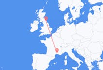 Flyreiser fra Nimes, Frankrike til Newcastle upon Tyne, England