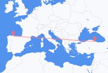 出发地 西班牙从 圣地亚哥·德尔蒙特目的地 土耳其三生的航班