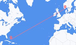 Fly fra San Salvador Island til Kristiansand