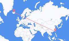 航班从台湾高雄市市到阿克雷里市，冰岛塞尔