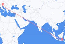 出发地 印度尼西亚出发地 普拉亚 (龙目岛)目的地 意大利的里雅斯特的航班