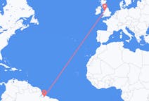 Flyg från Belém (kommun i Brasilien, Pará, lat -1,34, long -48,42), Brasilien till Liverpool, England